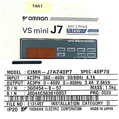 Omron Frequenzumrichter Omron VS mini J7 CIMR-J7AZ40P7 (CIMR-J7AZ40P7)