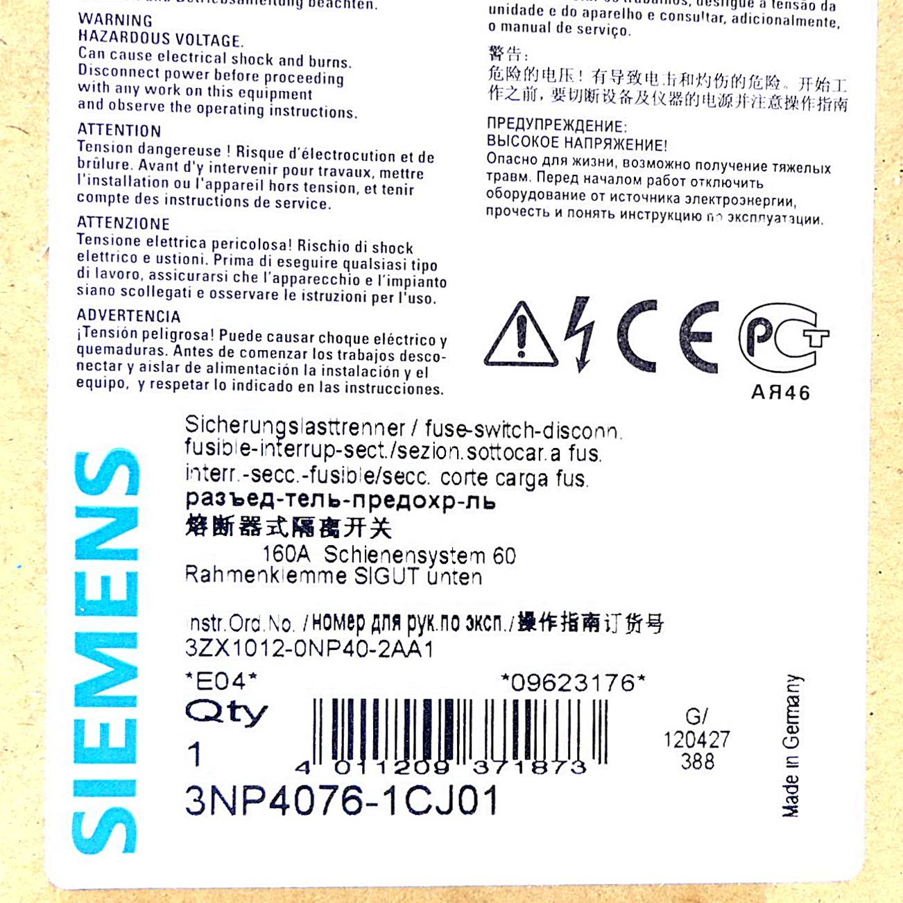 Siemens Sicherungslasttrennschalter (3NP4076-1CJ01)