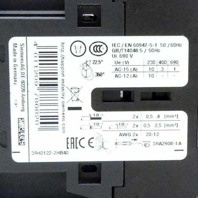 Siemens Hilfsschütz (3RH2122-2HB40)