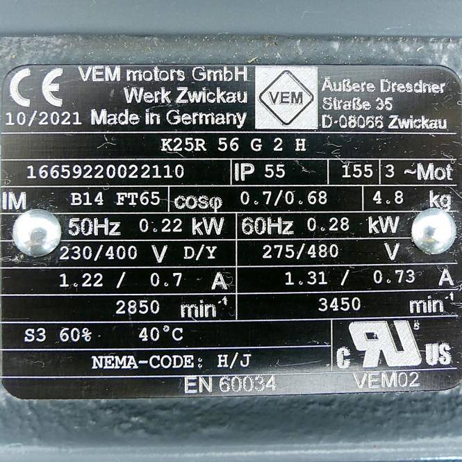 VEM motors Drehstrommotor K25R 56 G 2 H (K25R 56 G 2 H)