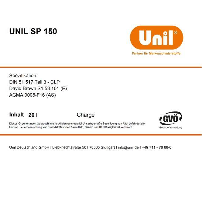 Unil Getriebeöl SP 150 (Unil CLP 150-20L)