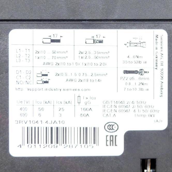 Siemens Motorschutzschalter (3RV1041-4JA10)