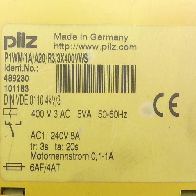 Pilz Wirkleistungsmesser P1WM/1A/A20/R3/3X400VWS (489230)