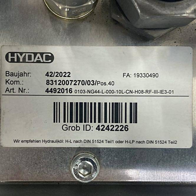 HYDAC Hydraulikaggregat 4242226 (4492016 0103-NG44-L-000-10L-CN-H08-RF-III-IE3-01)