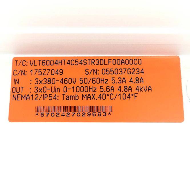 Danfoss Frequenzumformer VLT6004HT4C54STR3DLF00A00C0 (175Z7049)