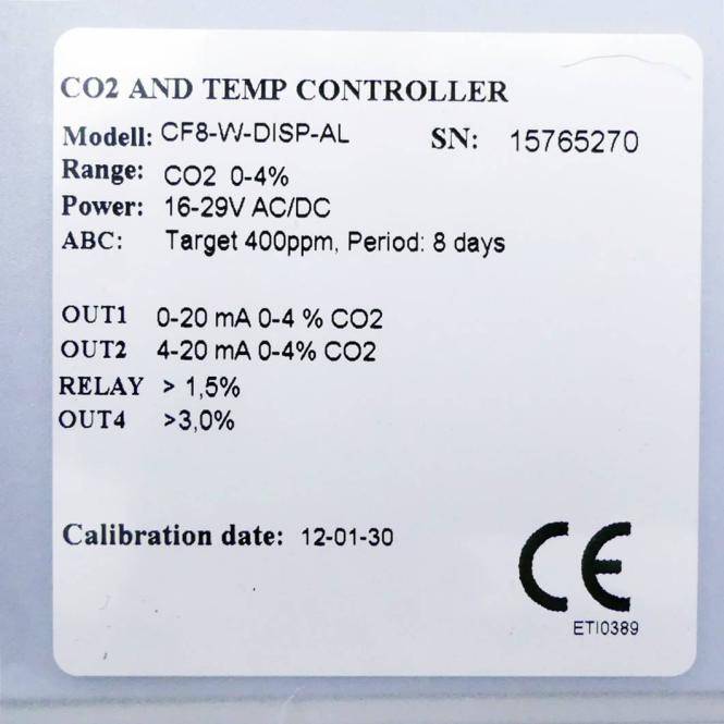 rotronic CO2 and Temp Controller (CF8-W-DISP-AL)