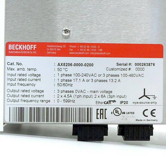 BECKHOFF Digital Kompakt Servoverstärker 2-kanalig AX5206 (AX5206-0000-0200)