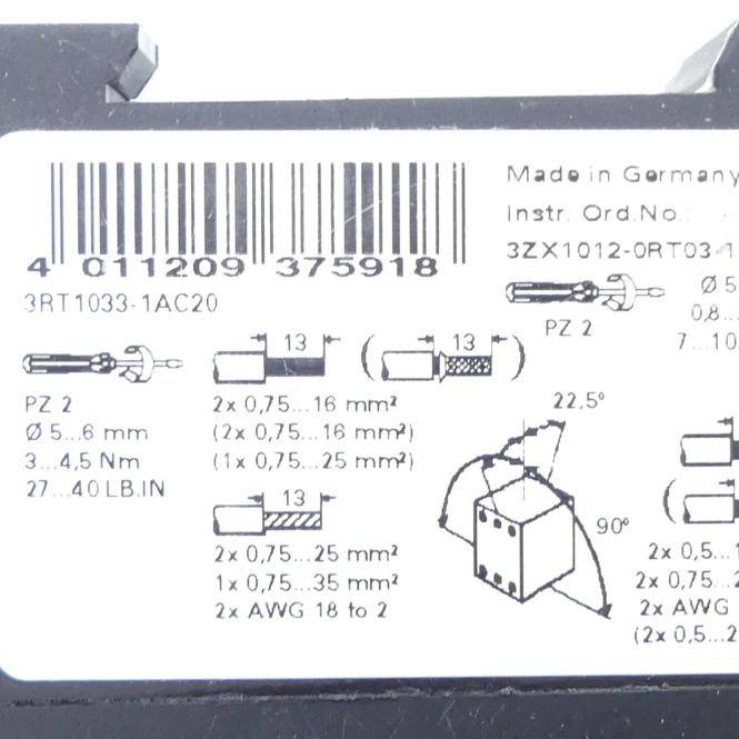 Siemens Schütz (3RT1033-1AC20)