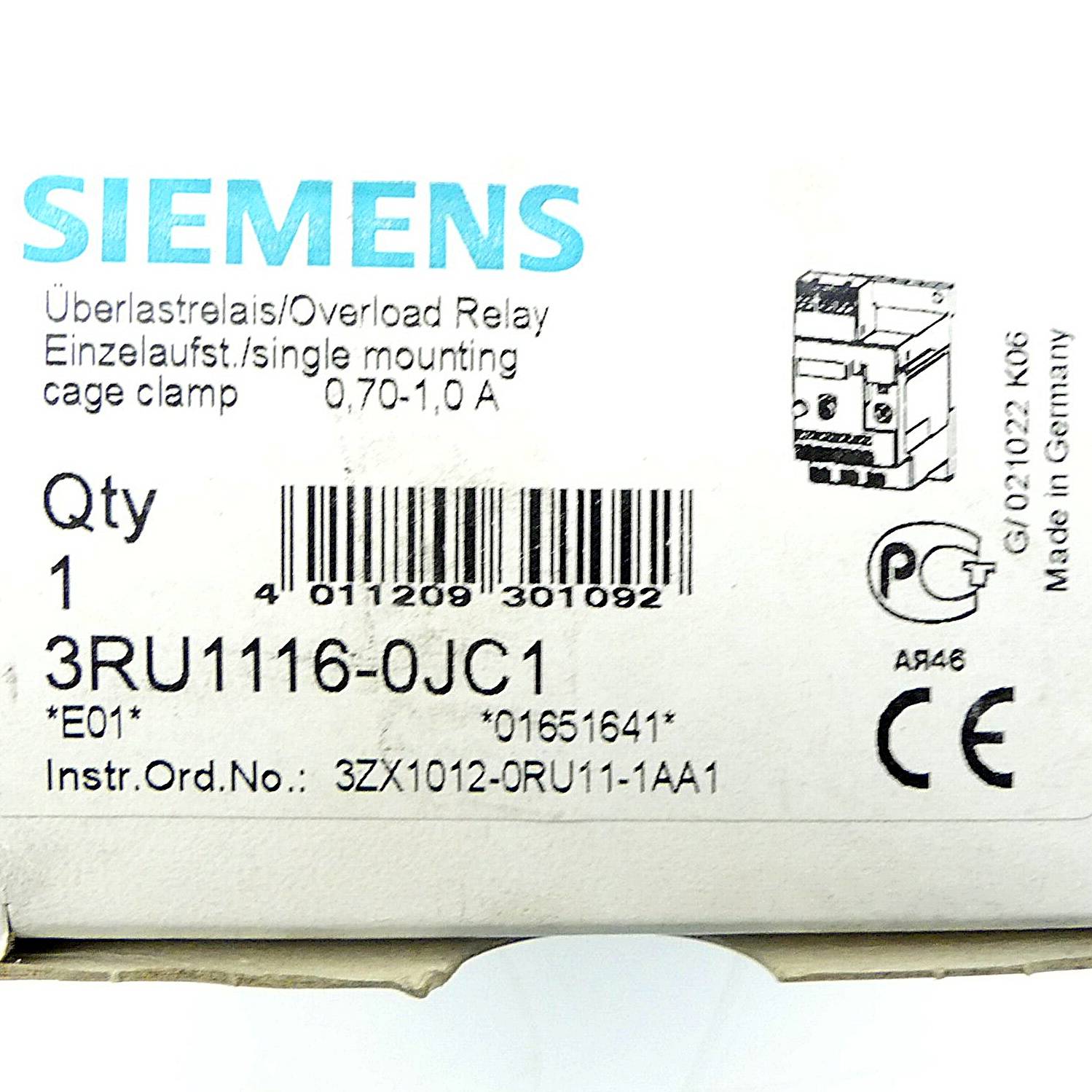 Siemens Überlastrelais (3RU1116-0JC1)