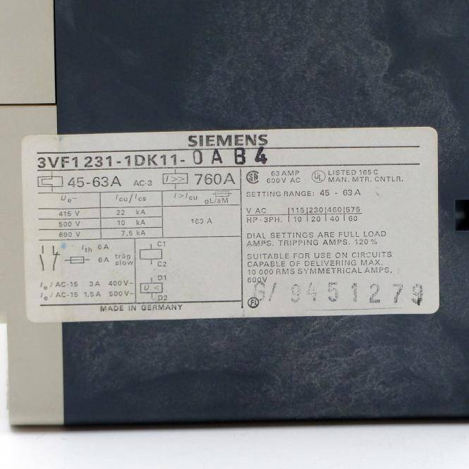 Siemens Motorschutz (3VF1231-1DK11-0AB3)