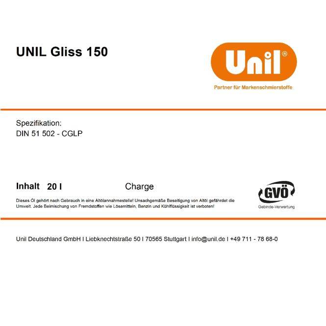 Unil Bett- und Gleitbahnöl Gliss 150 (Unil CGLP 150-208L)