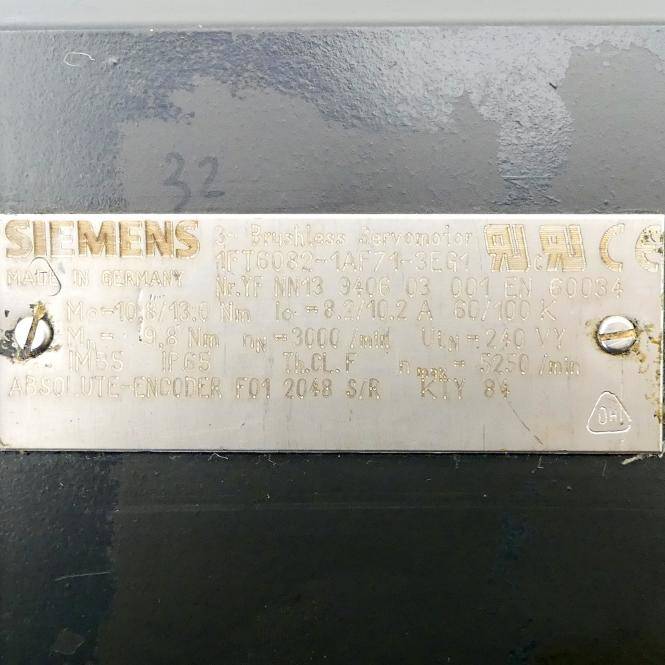 Siemens 3-phasiger bürstenloser Synchronservomotor (1FT6082-1AF71-3EG1)