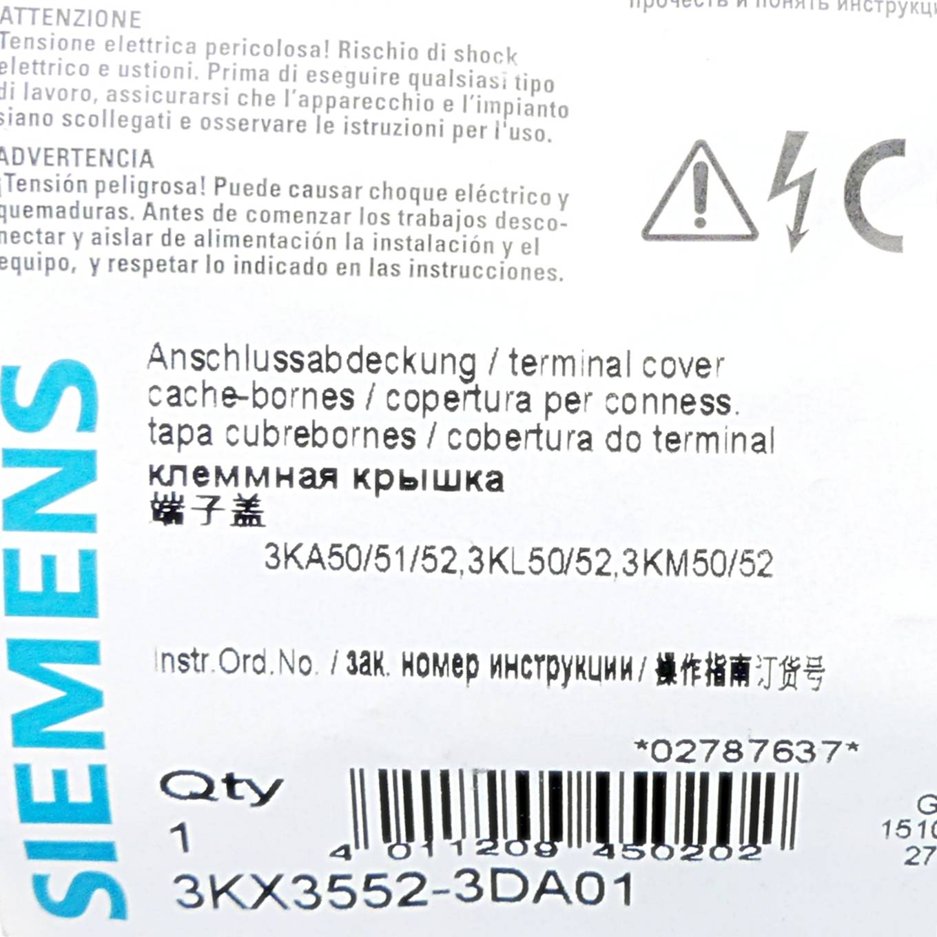 Siemens Anschlussabdeckung (3KX3552-3DA01)