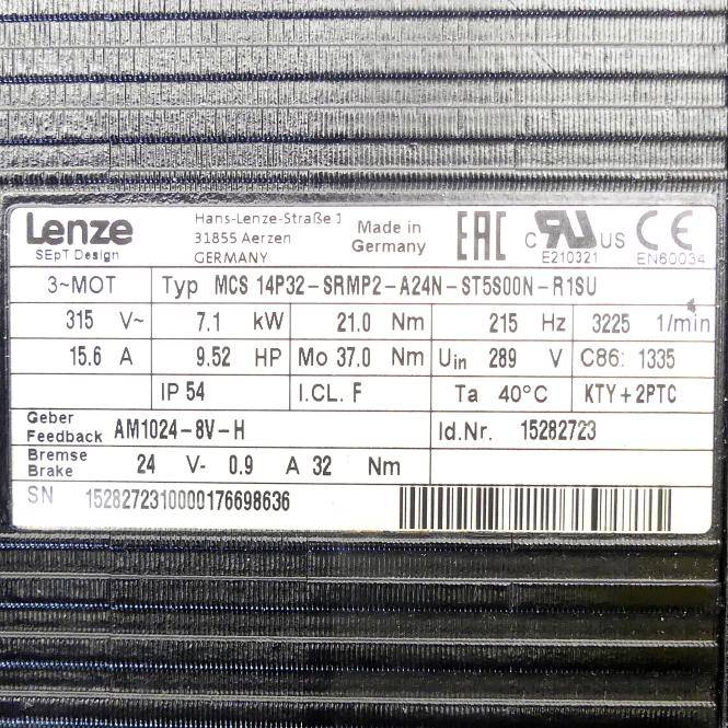 Lenze Servomotor (MCS 14P32-SRMP2-A24N-ST5S00N-R1SU)