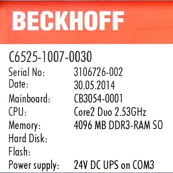 BECKHOFF Lüfterloser Einbau-Industrie-PC (C6525-1007-0030)