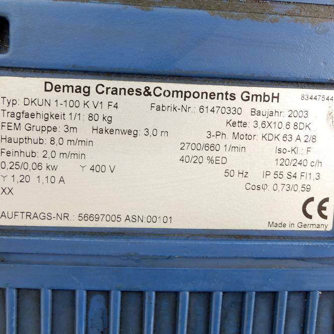 Demag Kettenzug 100 kg (DKUN 1-100 K V1 F4)