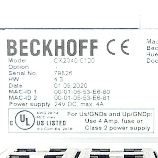 BECKHOFF CPU Grundmodul CX2040 (CX2040-0120)