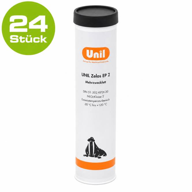 Tube von Unil Zelos EP 2 Mehrzweckfett mit dem Badge „24 Stück