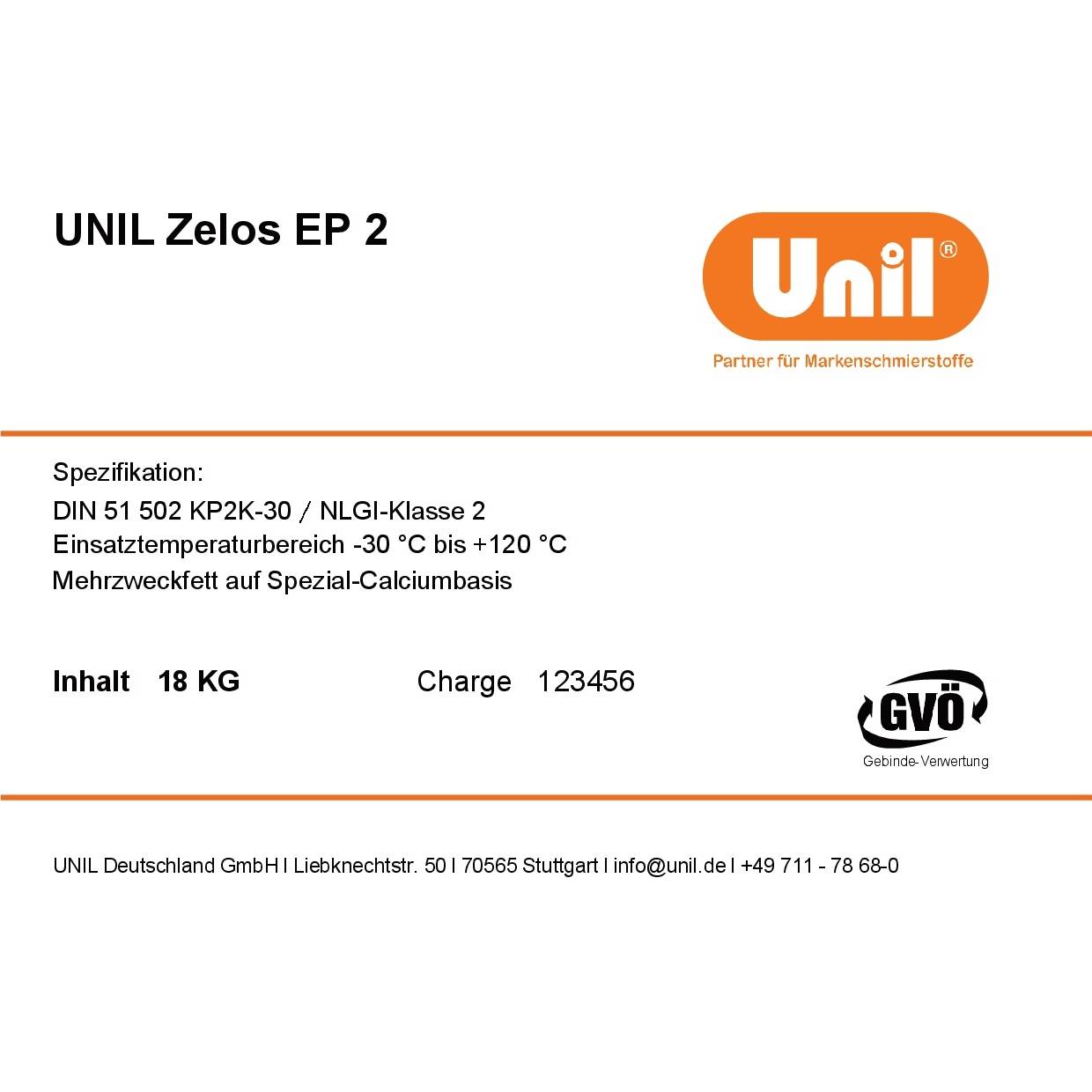 Unil Schmierfett Zelos EP 2 (Unil Zelos EP 2-24St Lube Shuttle)