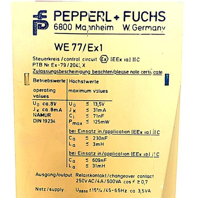 PEPPERL+FUCHS Schaltverstärker WE77/Ex1 (01544 S)