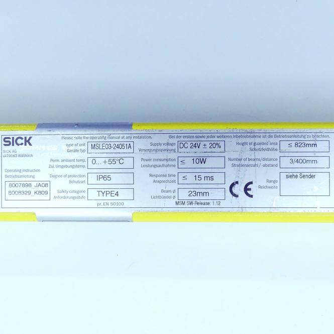 SICK Sicherheitslichtvorhang Empfänger MSLE03-24051A (1015636)