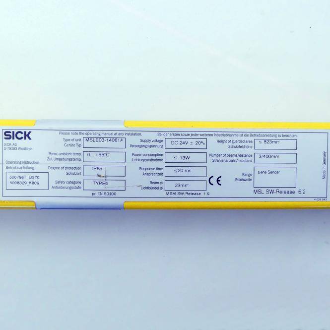 SICK Sicherheitslichtvorhang Empfänger MSLE03-14061A (1017116)
