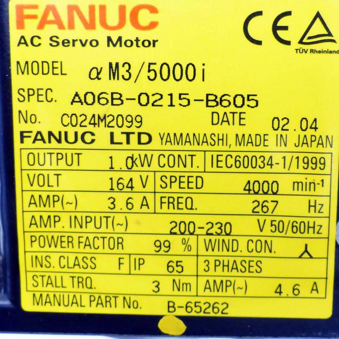 FANUC AC Servo Motor Alpha M3/5000i (A06B-0215-B605)