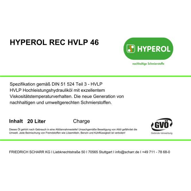 Hyperol Hydrauliköl REC HVLP 46 (Hyperol HVLP 46-60L)