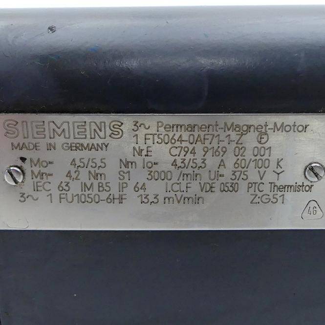 Siemens Servo Motor 1FT5064-0AF71-1-Z (1FT5064-0AF71-1-Z)