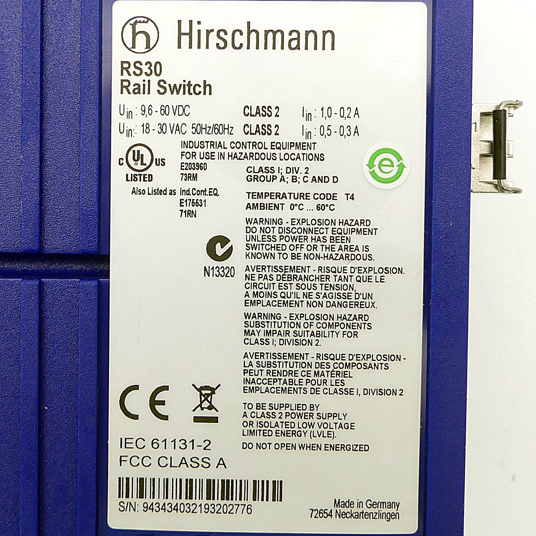 Hirschmann Industrieller Ethernet-Rail-Switch (RS30-0802O6O6SDAPHH05.0.02)
