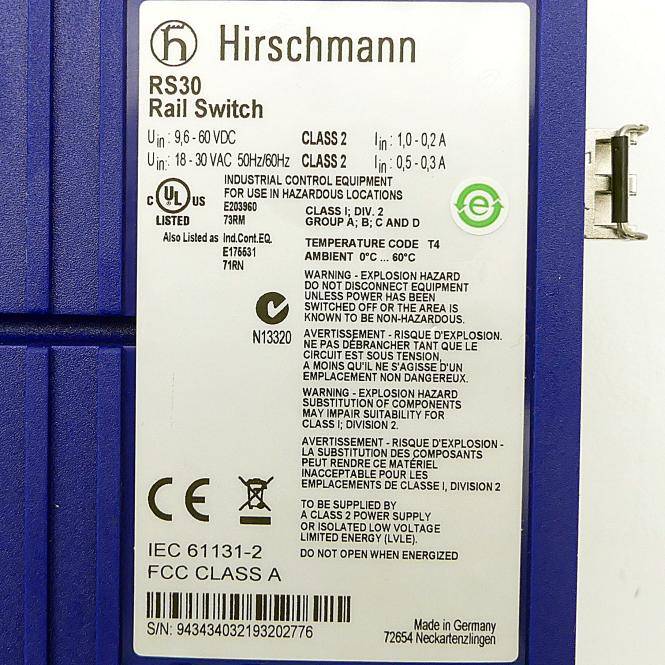 Hirschmann Industrieller Ethernet-Rail-Switch (RS30-0802O6O6SDAPHH05.0.02)