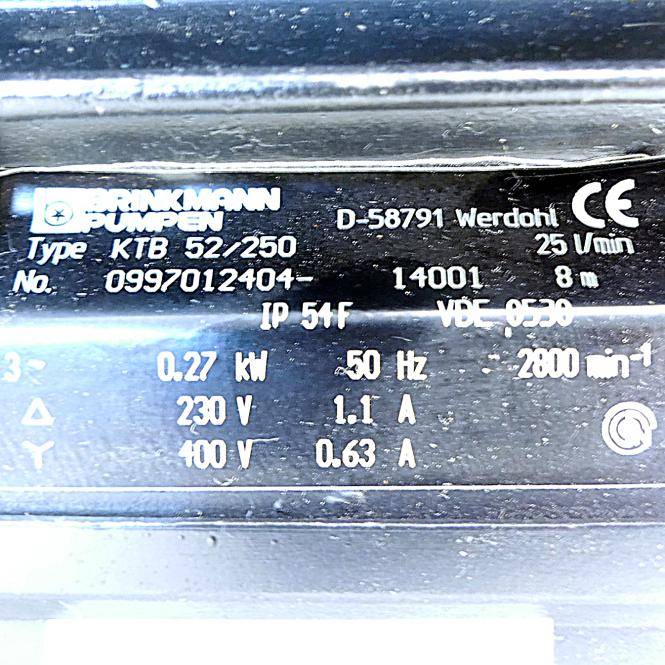 BRINKMANN PUMPS Pumpe 0997012404 (KTB 52/250)