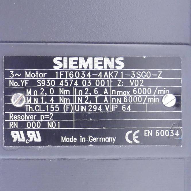 Siemens Servomotor SPG 060-MF1-4-10/060S02 (1FT6034-4AK71-3SG0-Z)