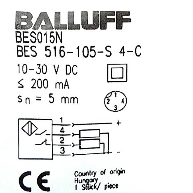 BALLUFF Induktiver Standardsensor BES015N (BES 516-105-S4-C)