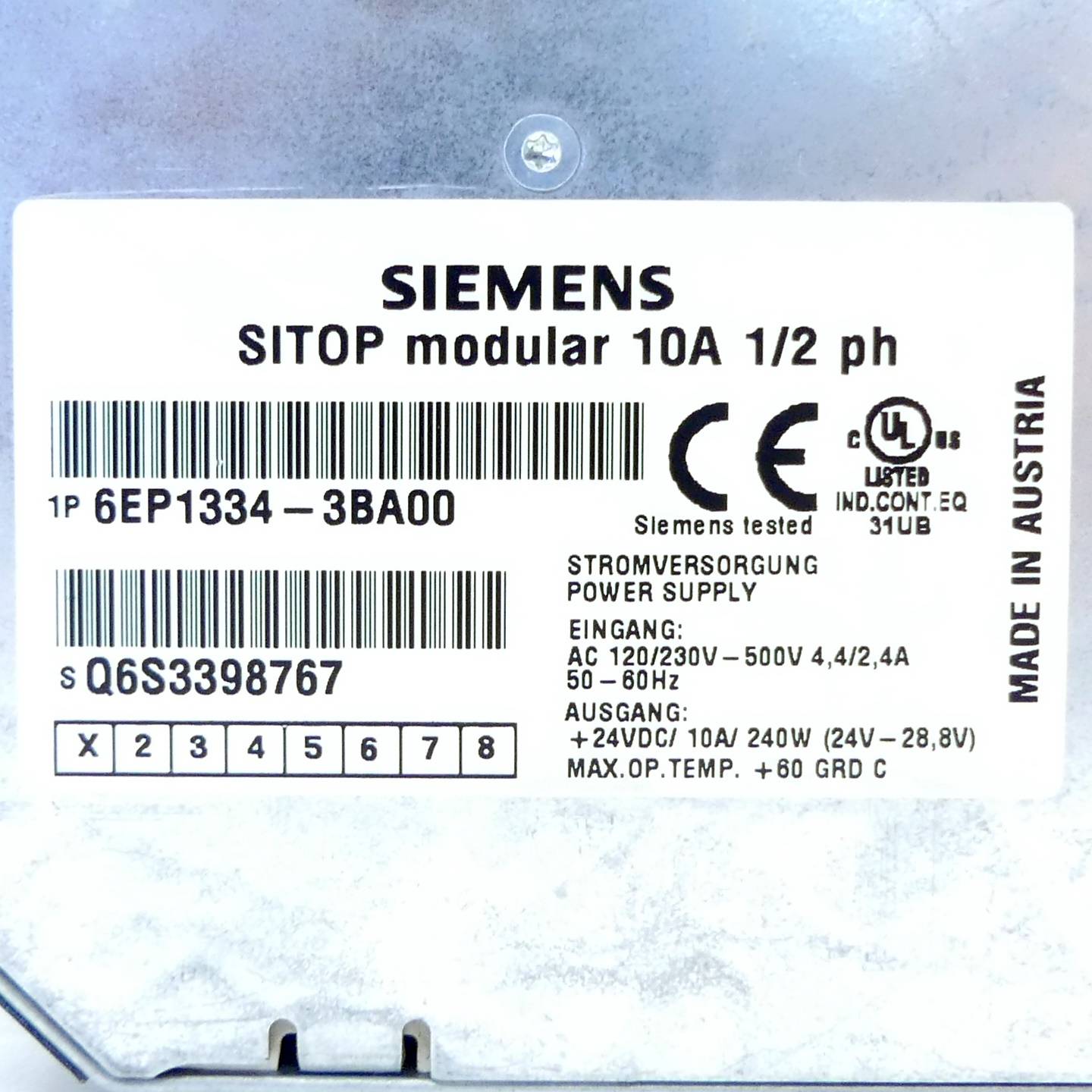 Siemens POWER SUPPLY SITOP modular (6EP1334-3BA00)