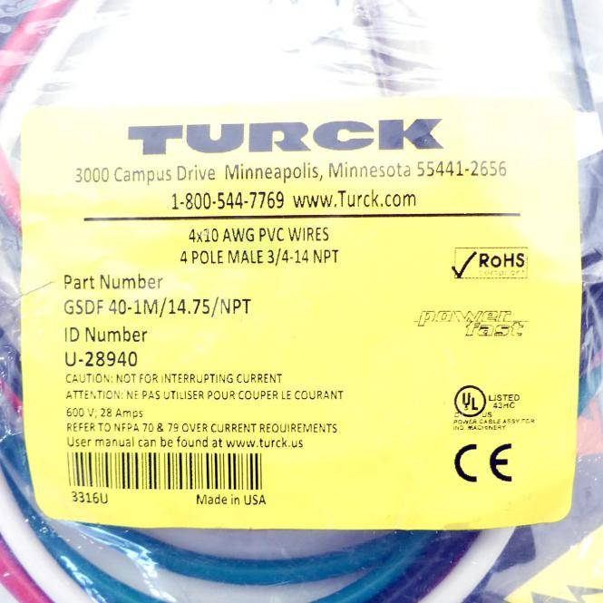 Turck Netzanschlussbuchse U-28940 (GSDF 40-1M/14.75/NPT)