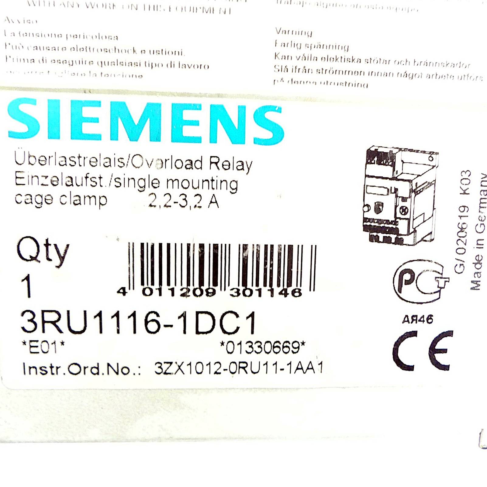 Siemens Überlastrelais (3RU1116-1DC1)