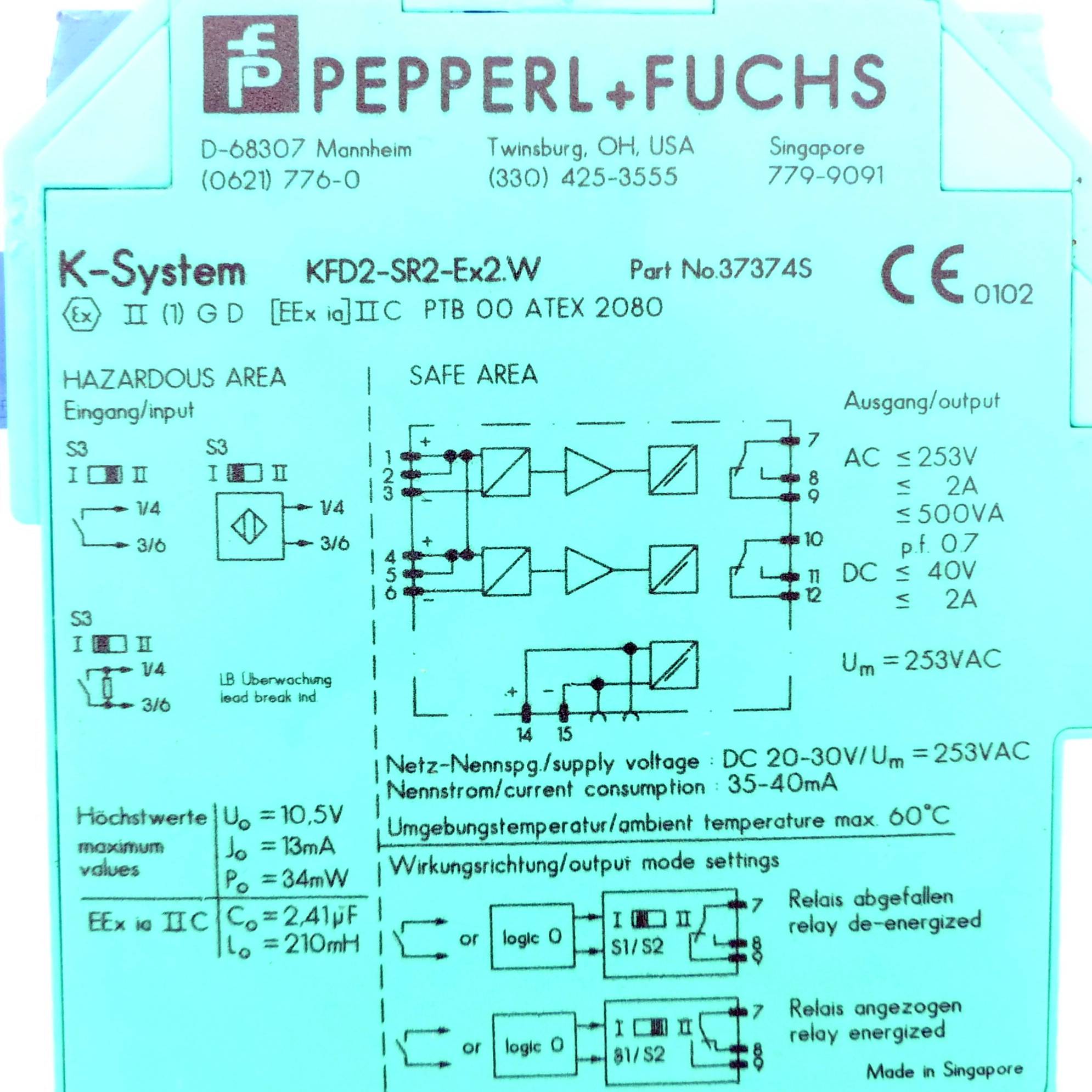 PEPPERL+FUCHS Schaltverstärker KFD2-SR2-Ex2.W (37374S)