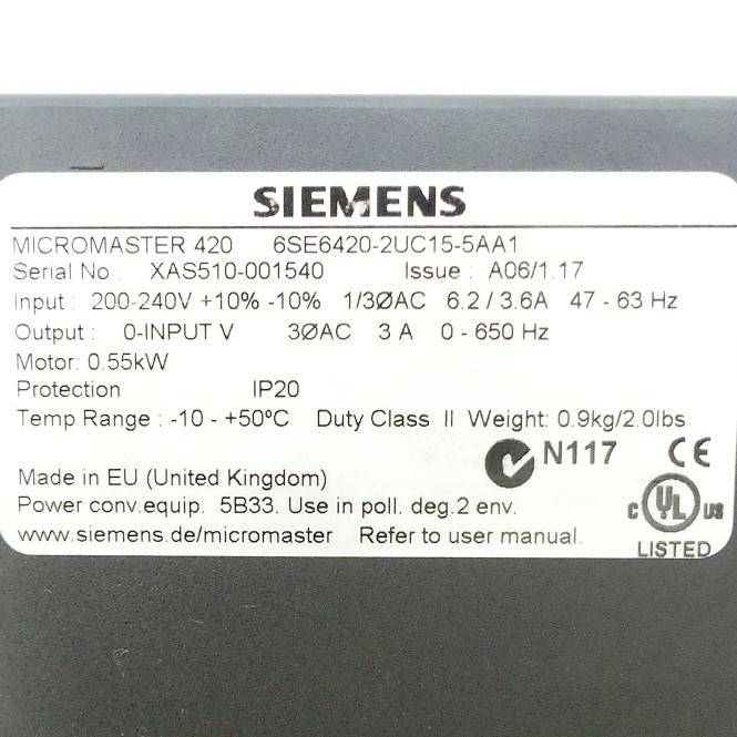 Siemens Micromaster 420 (6SE6420-2UC15-5AA1)
