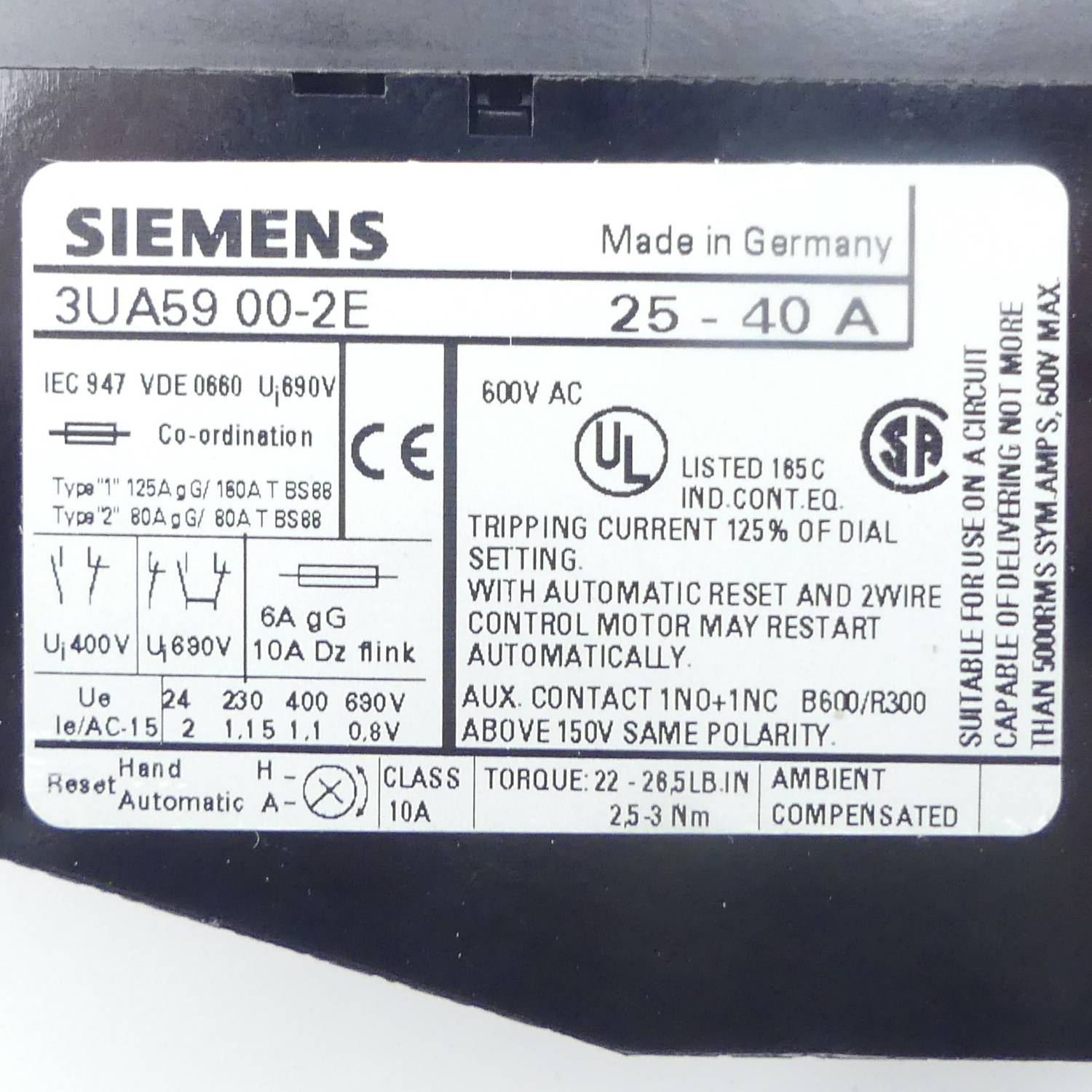 Siemens Überlastrelais 3UA59 00-2C (3UA59 00-2C)