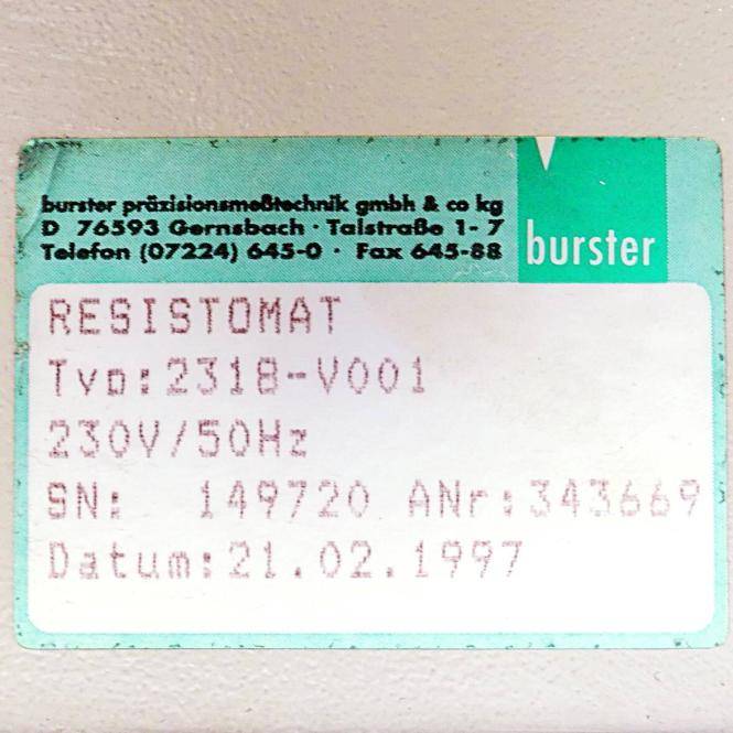 Burster Widerstandsmessgerät Resistomat 2318-V001 (343669)