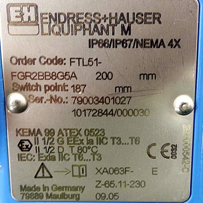 Endress+Hauser Vibronik Grenzstanddetektor (FTL51-FGR2BB8G5A)
