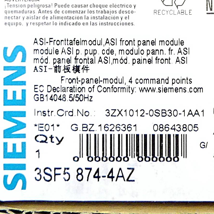 Siemens ASI-Fronttafelmodul (3SF5 874-4AZ)