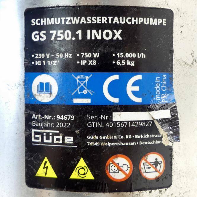 Güde Schmutzwassertauchpumpe GS 750.1 INOX (94679)