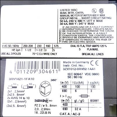 Siemens Leistungsschalter 3RV1421-1FA10 (3RV1421-1FA10)