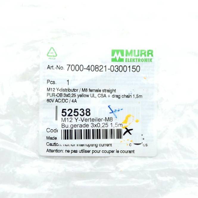 Murrelektronik Y-Verteiler M12 St. / M8 Bu. 0° A-kod. (7000-40821-0300150)