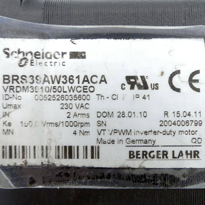 Schneider Electric 3-Phasen Schrittmotor mit Encoder BRS39AW361ACA VRDM3910/50LWCEO (0052526035600)