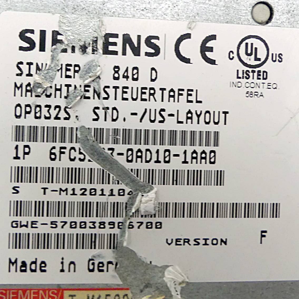 Siemens Maschinensteuertafel 6FC5203-0AD10-1AA0 (6FC5203-0AD10-1AA0)