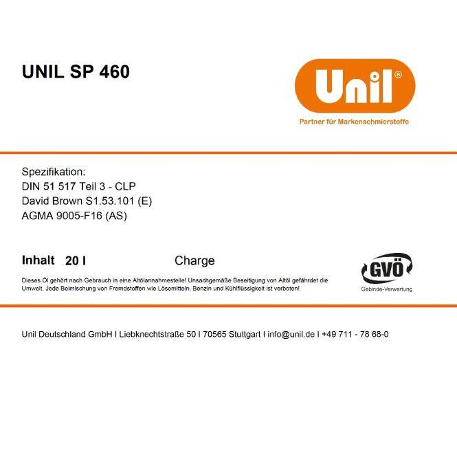 Unil Getriebeöl SP 460 (Unil CLP 460-208L)