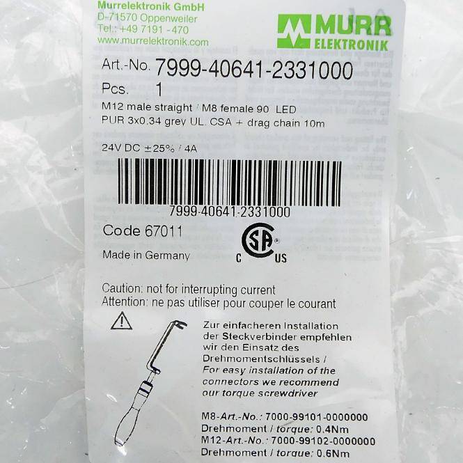 Murrelektronik Profibus Kabel M12 St. 0° / M12 Bu. 0° B-kod. (7999-40641-2331000)
